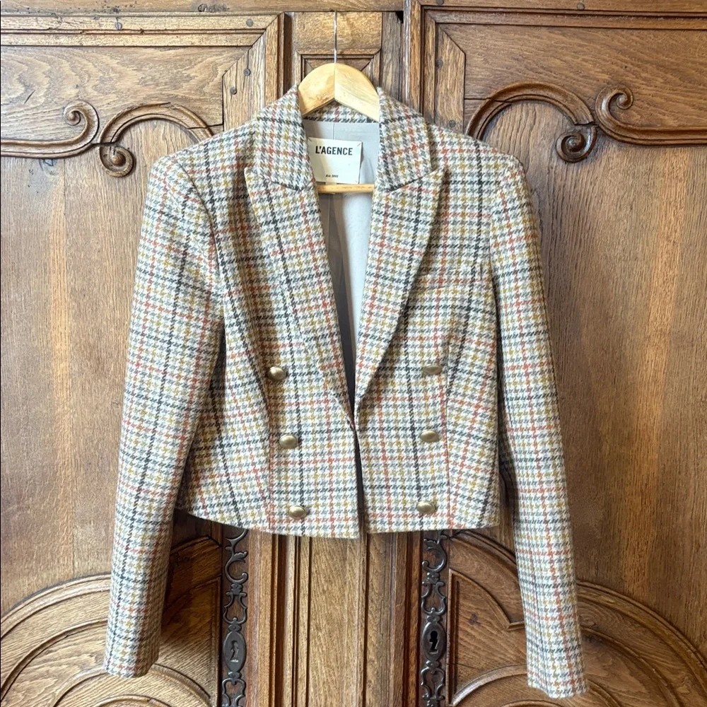 L'AGENCE Multicolor Plaid Double-Breasted Blazer - Picture 5 of 16
